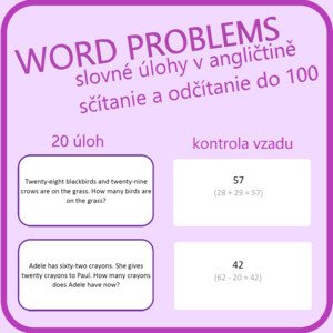 Word problems: sčítanie a odčítanie do 100 (slovné úlohy v angličtine)