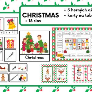 CHRISTMAS - 5 obľúbených hier + karty  na tabuľu