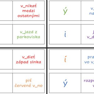 Farebné domino - vybrané slová po V