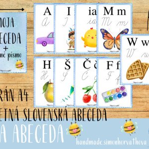 Abeceda - Kompletná Slovenská Abeceda, plagáty A4, písané písmo