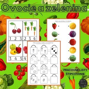 Ovocie a zelenina, pracovné listy a štipcovanie