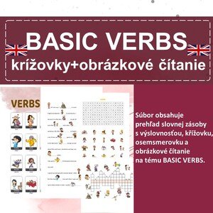 Basic verbs krížovky a obrázkové čítanie
