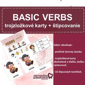 Basic verbs trojzložkové karty a štipcovanie