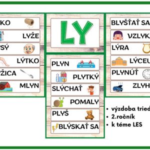 Slová s LY - výzdoba triedy v téme LES