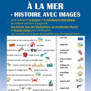 Čítanie s obrázkami – U mora / Histoire avec images - A la mer