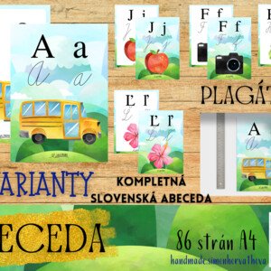 Abeceda - Kompletná Slovenská Abeceda, plagáty A4, písané písmo, výzdoba triedy