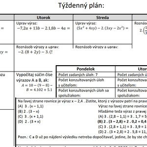 Týždenný plán pre žiakov 9. ročníka - príprava na testovanie T9 a prijímacie skúšky - 2. týždeň