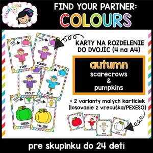 Find your partner - AUTUMN COLOURS - kartičky na rozdelenie do dvojíc a pexeso