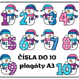 Snehuliaci - čísla do 10 - plagáty A3