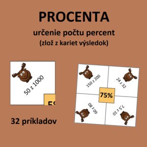 PROCENTA – určenie počtu percent (zlož z kariet výsledok) 