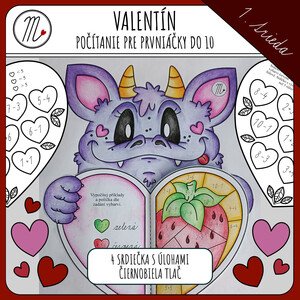  Valentín - počítanie do 10 pre prváčikov