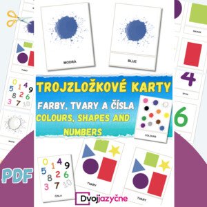 Trojzložkové karty - Farby, tvary a čísla/Colours, shapes and numbers