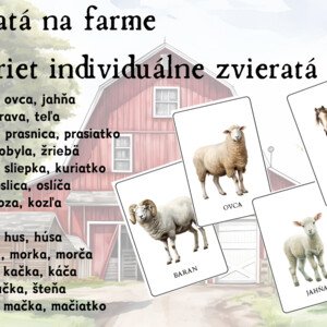 Zvieratá na farme - karty, názvoslovie