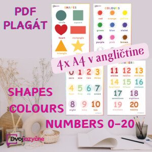 4x plagát A4: Shapes, colours and numbers (0-20)