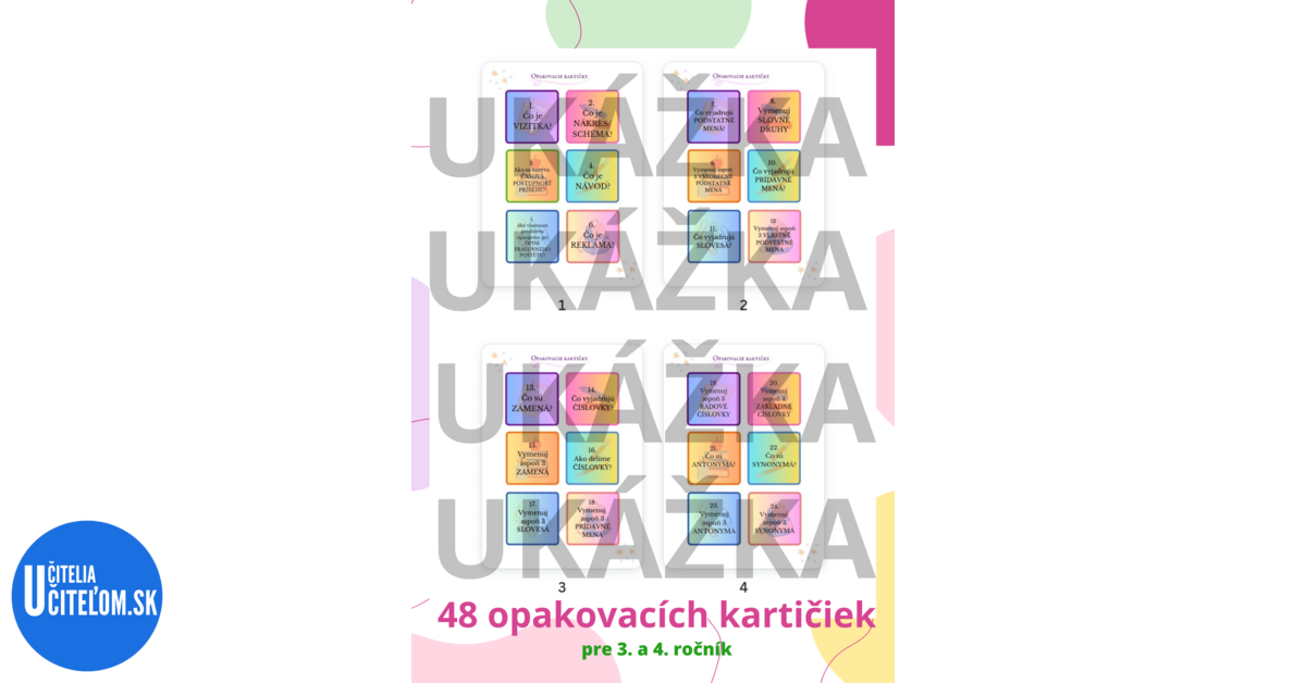 Opakovacie kartičky - Slovenský Jazyk | UčiteliaUčiteľom.sk