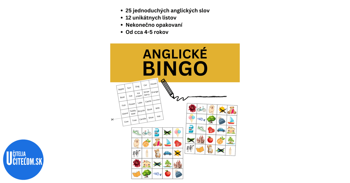 Anglick BINGO Z Kladn Slov Ka Anglick Jazyk U IteliaU Ite Om Sk   Anglicke Bingo Slovicka Zakladne Jednoduche Anglictina Hrou 